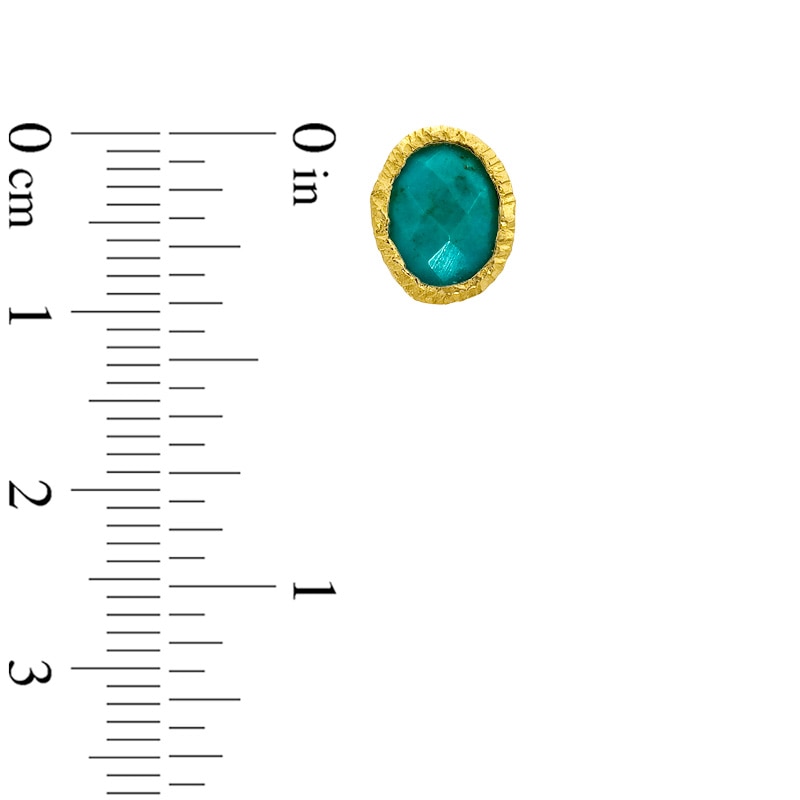 Main Image 2 of Piara™ Oval Turquoise Hammered Stud Earrings in Sterling Silver with 18K Gold Plate