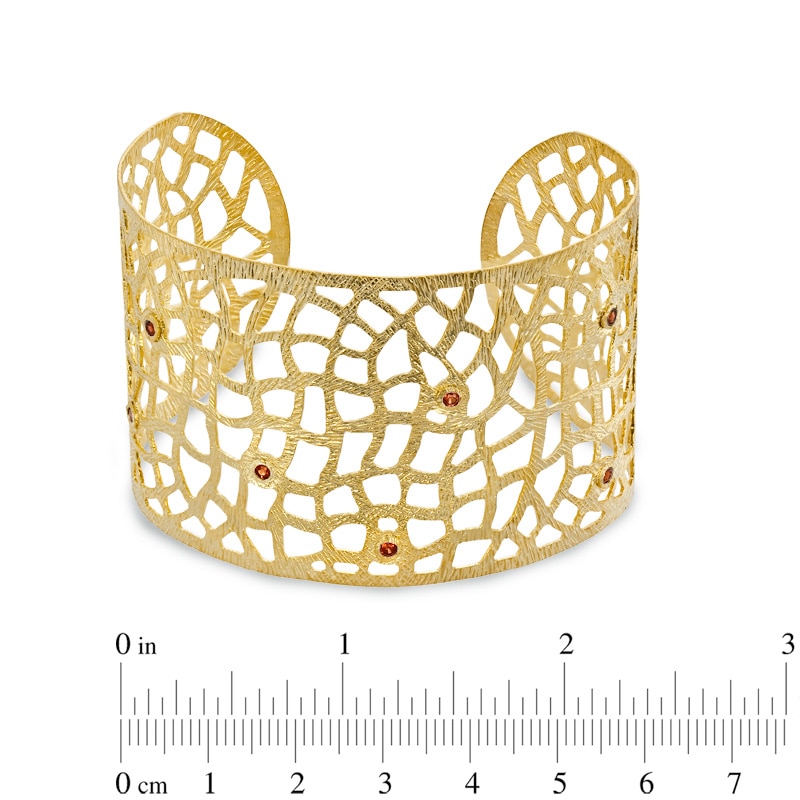 Main Image 2 of Piara™ Garnet Filigree Cuff Bracelet in Sterling Silver with 18K Gold Plate