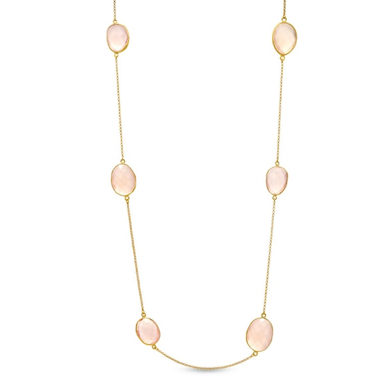 Piaraâ¢ Pink Chalcedony Necklace in Sterling Silver with 18K Gold Plate - 35.25"