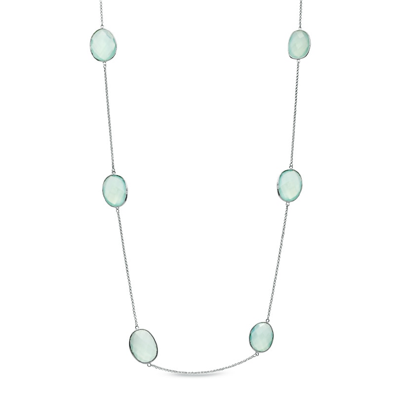 Main Image 1 of Piara™ Green Chalcedony Necklace in Sterling Silver - 35.25"