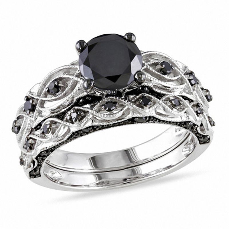 13/8 CT. T.W. Enhanced Black Diamond VintageStyle Bridal