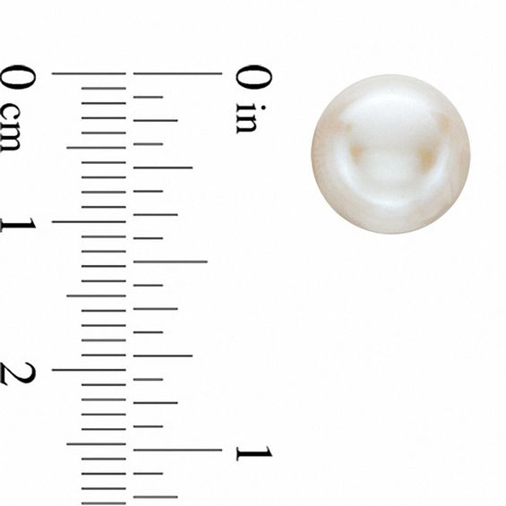 11.0 - 12.0mm Button Cultured Freshwater Pearl Stud Earrings in 14K Gold 11.0 - 12.0mm Button Cultured Freshwater Pearl Stud Earrings in 14K Gold
