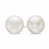 Thumbnail Image 1 of 12.0-14.0mm Button Freshwater Cultured Pearl Stud Earrings in 14K Gold