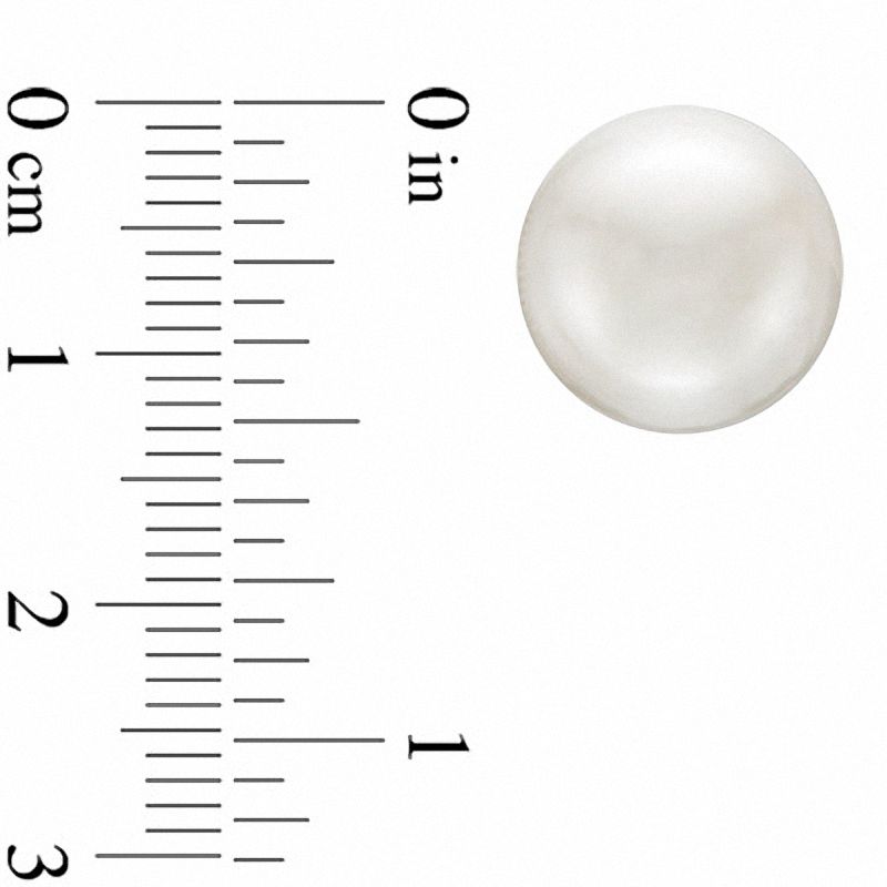 Main Image 2 of 12.0-14.0mm Button Freshwater Cultured Pearl Stud Earrings in 14K Gold