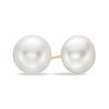 Thumbnail Image 1 of 8.0-9.0mm Button Freshwater Cultured Pearl Stud Earrings in 14K Gold