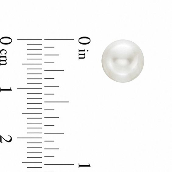 8.0 - 9.0mm Button Cultured Freshwater Pearl Stud Earrings in 14K Gold