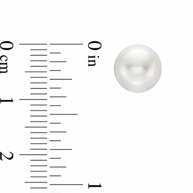 Main Image 2 of 8.0-9.0mm Button Freshwater Cultured Pearl Stud Earrings in 14K Gold