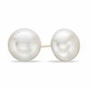 Thumbnail Image 1 of 10.0-11.0mm Button Freshwater Cultured Pearl Stud Earrings in 14K Gold