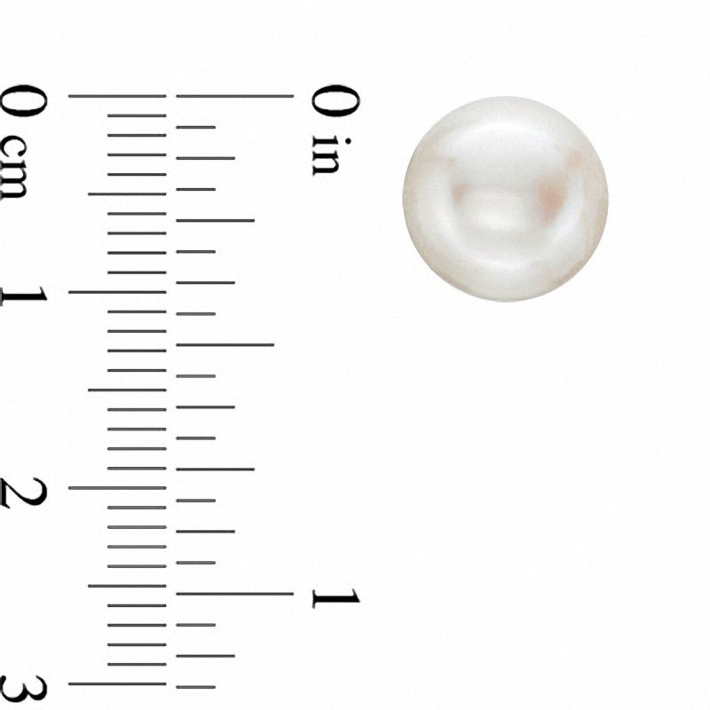 Main Image 2 of 10.0-11.0mm Button Freshwater Cultured Pearl Stud Earrings in 14K Gold