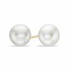 Thumbnail Image 1 of 6.0-7.0mm Button Freshwater Cultured Pearl Stud Earrings in 14K Gold