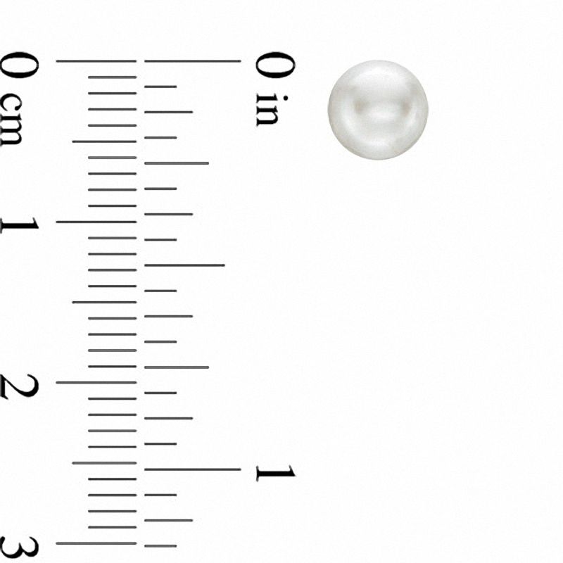 Main Image 2 of 6.0-7.0mm Button Freshwater Cultured Pearl Stud Earrings in 14K Gold