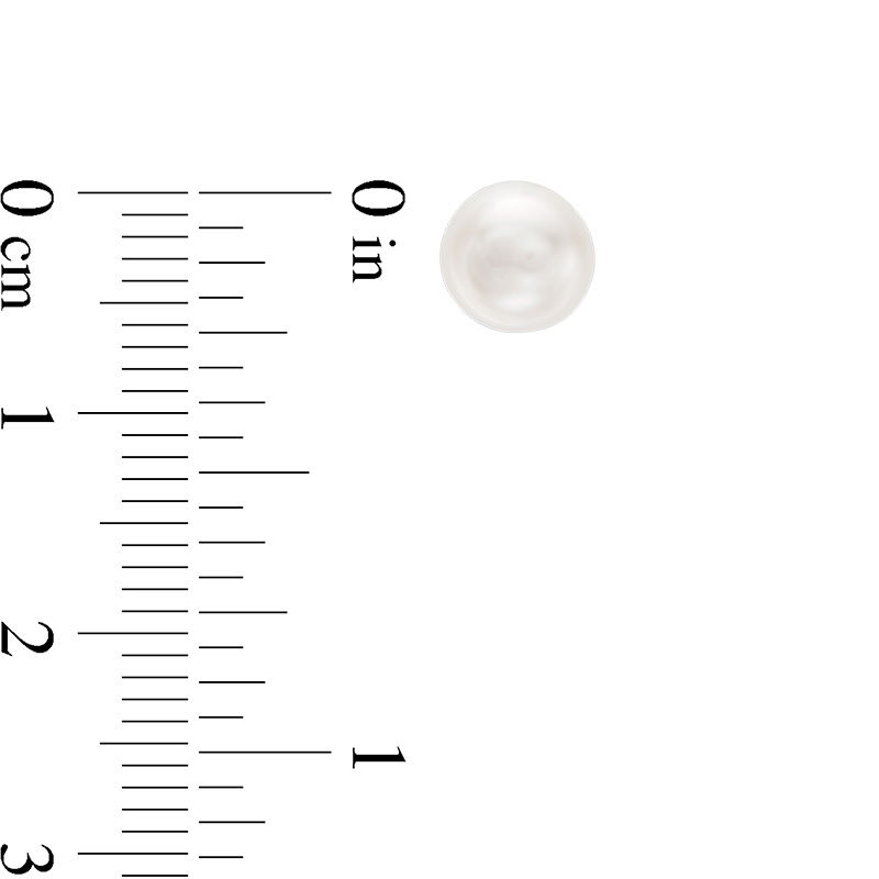 Main Image 2 of 7.0-8.0mm Button Freshwater Cultured Pearl Stud Earrings in 14K Gold