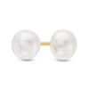 Thumbnail Image 0 of 5.0 - 6.0mm Button Cultured Freshwater Pearl Stud Earrings in 14K Gold