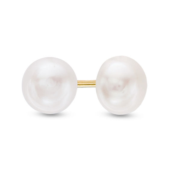 0.28 in x 0.3 in 14K Gold 7-7.5mm Black Salt Water Cultured Pearl Stud Earrings 