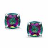 Thumbnail Image 1 of 8.0mm Cushion-Cut Rainbow Quartz Stud Earrings in Sterling Silver