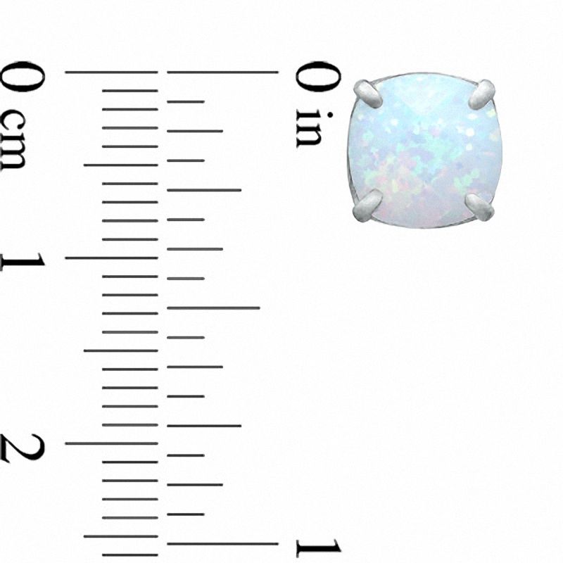 Main Image 2 of 8.0mm Cushion-Cut Lab-Created Opal Stud Earrings in Sterling Silver