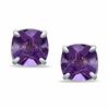 Thumbnail Image 1 of 8.0mm Cushion-Cut Amethyst Stud Earrings in Sterling Silver