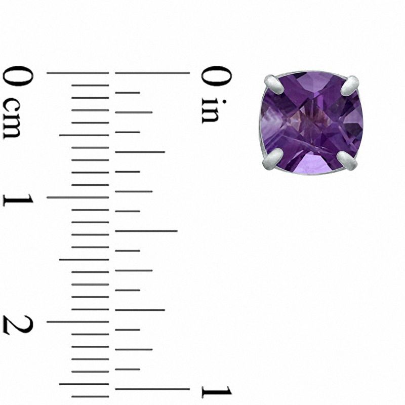 Main Image 2 of 8.0mm Cushion-Cut Amethyst Stud Earrings in Sterling Silver