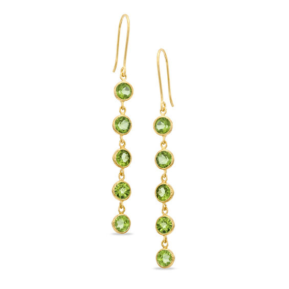Peridot Drop Earrings In Sterling Silver With 14k Gold Plate Peridot Drop Earrings In Sterling Silver With 14k Gold Plate