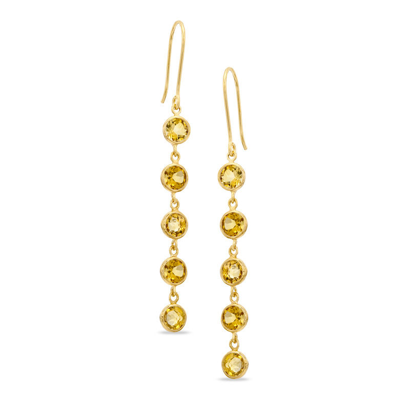 Citrine Drop Earrings In Sterling Silver With 14k Gold Plate Citrine Drop Earrings In Sterling Silver With 14k Gold Plate