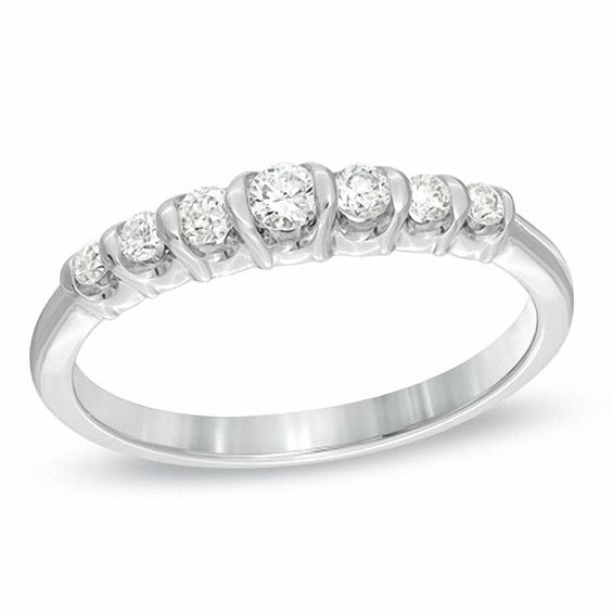 Sirenaâ¢ 1/4 CT. T.w. Diamond Seven Stone Wedding Band in 14K White Gold