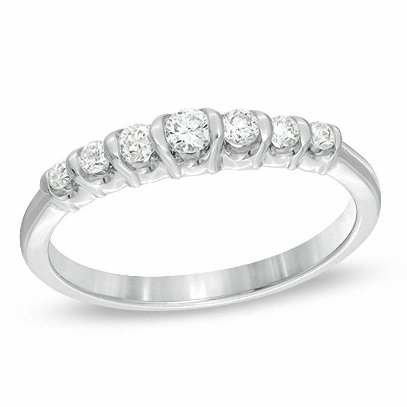Main Image 1 of Sirena™ 1/4 CT. T.W. Diamond Seven Stone Wedding Band in 14K White Gold