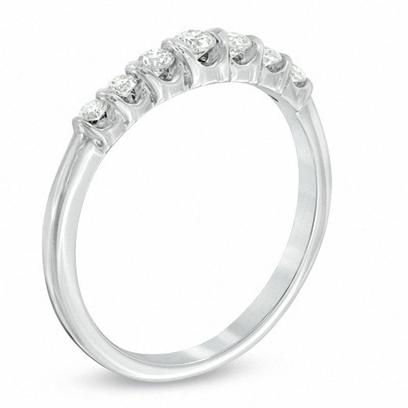 Main Image 2 of Sirena™ 1/4 CT. T.W. Diamond Seven Stone Wedding Band in 14K White Gold
