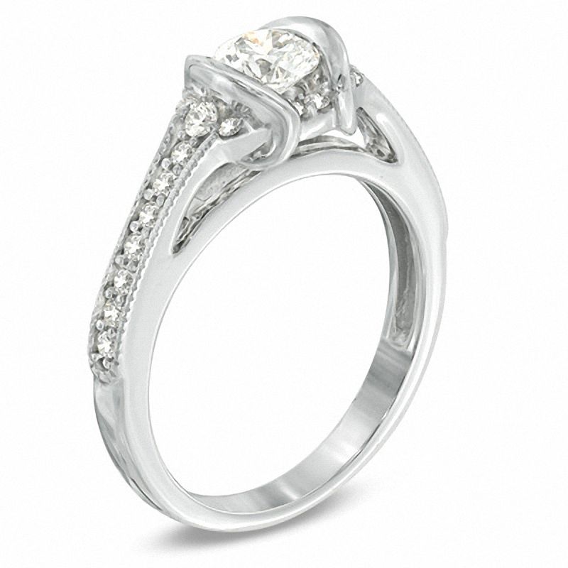 Sirena™ 7/8 CT. T.W. Diamond Vintage-Style Engagement Ring in 14K White Gold