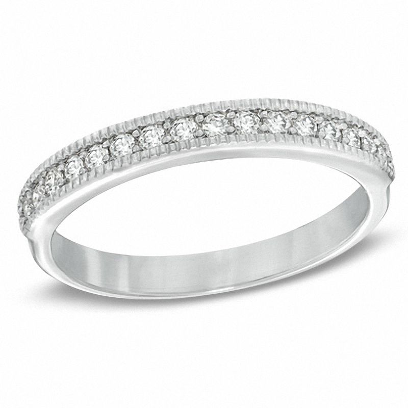 Main Image 1 of Sirena™ 1/4 CT. T.W. Diamond Milgrain Wedding Band in 14K White Gold
