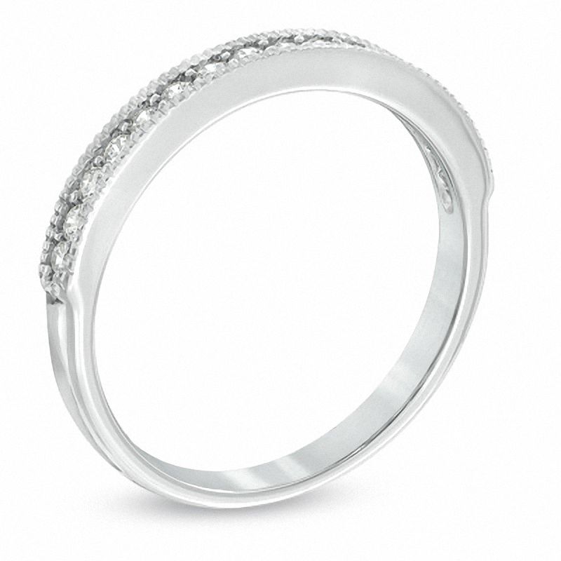 Main Image 2 of Sirena™ 1/4 CT. T.W. Diamond Milgrain Wedding Band in 14K White Gold