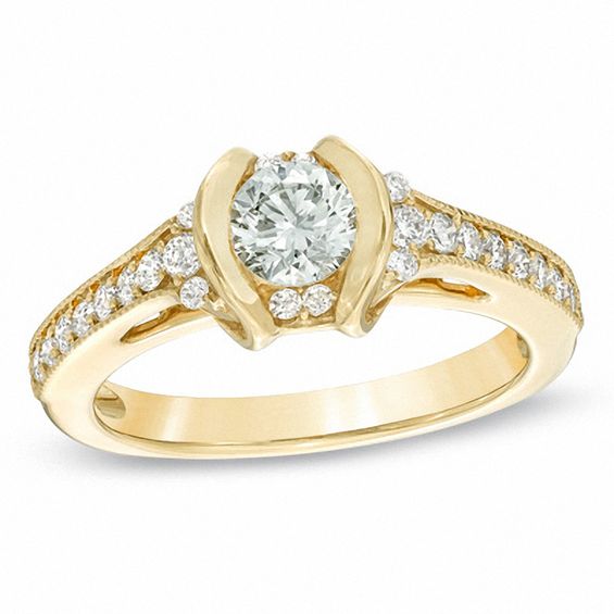 Sirenaâ¢ 7/8 CT. T.w. Diamond Split Shank Engagement Ring in 14K Gold