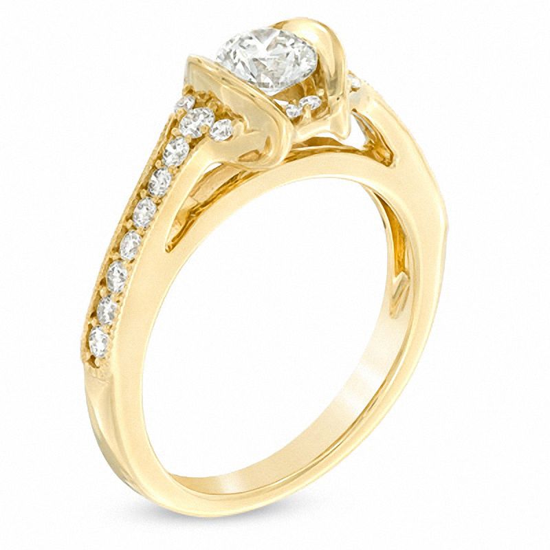 Main Image 2 of Sirena™ 7/8 CT. T.W. Diamond Split Shank Engagement Ring in 14K Gold