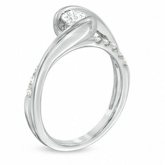Sirenaâ¢ 5/8 CT. T.w. Diamond Bypass Engagement Ring in 14K White Gold