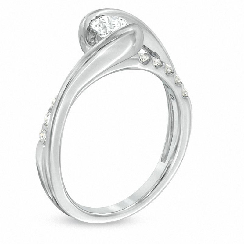 Main Image 2 of Sirena™ 5/8 CT. T.W. Diamond Bypass Engagement Ring in 14K White Gold