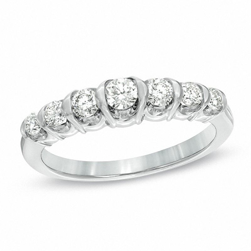 Main Image 1 of Sirena™ 1/2 CT. T.W. Diamond Seven Stone Wedding Band in 14K White Gold
