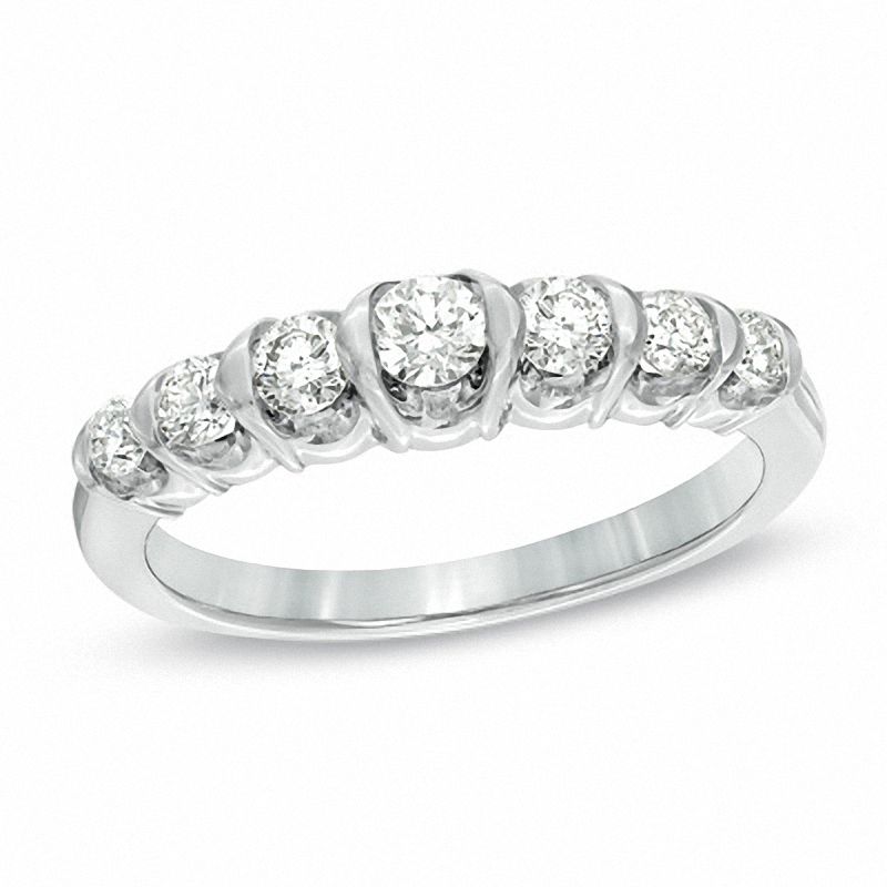 Sirena™ 1/2 CT. T.W. Diamond Seven Stone Wedding Band in 14K White Gold