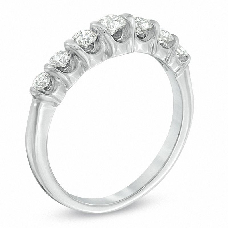 Main Image 2 of Sirena™ 1/2 CT. T.W. Diamond Seven Stone Wedding Band in 14K White Gold