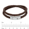 Thumbnail Image 2 of Brown Leather and Stainless Steel Double Wrap Bracelet - 16.75"