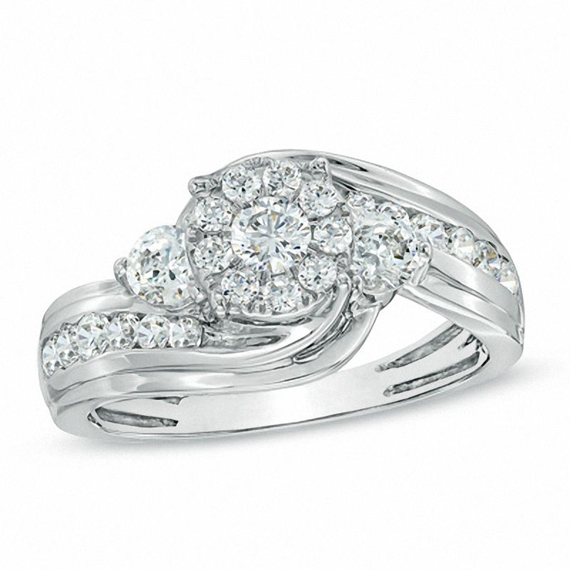 Main Image 1 of 1 CT. T.W. Diamond Honeycomb Cluster Engagement Ring in 14K White Gold