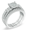 Thumbnail Image 2 of 1-1/2 CT. T.W. Diamond Square Cluster Bridal Set in 14K White Gold