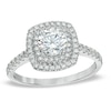 Thumbnail Image 0 of 1-1/5 CT. T.W. Diamond Square Double Frame Engagement Ring in 14K White Gold