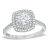 Thumbnail Image 1 of 1-1/5 CT. T.W. Diamond Square Double Frame Engagement Ring in 14K White Gold
