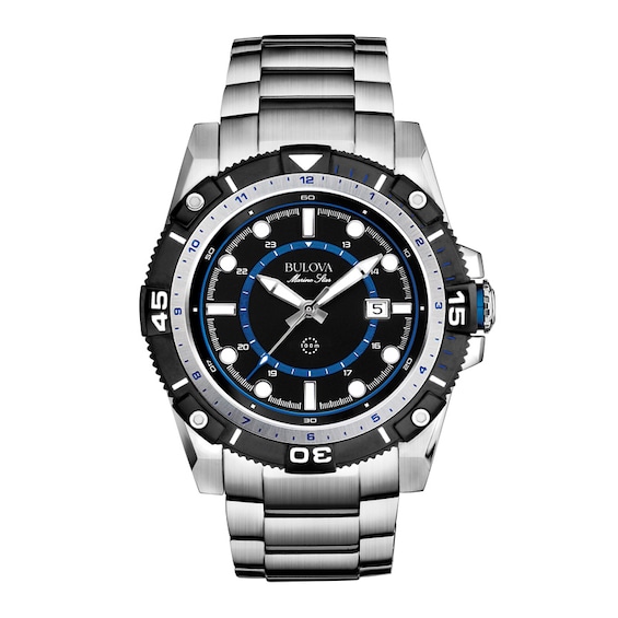 Men's Bulova Marine Star Watch with Black Dial (Model: 98B177)