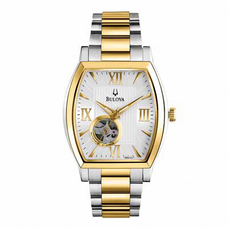 Men's Bulova BVA Series Automatic Two-Tone Watch with Tonneau Silver-Tone Dial (Model: 98A131)