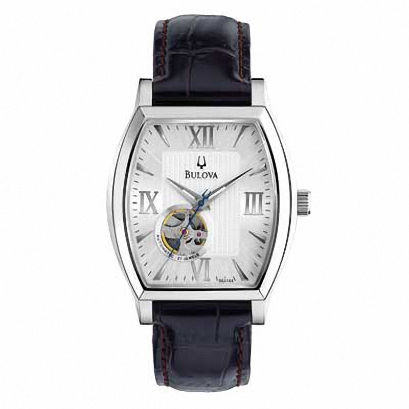 Men's Bulova Mechanical Watch with Tonneau Silver Dial (Model: 96A144)