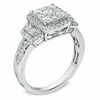 Thumbnail Image 2 of 1 CT. T.W. Princess-Shaped Multi-Diamond Frame Engagement Ring in 14K White Gold