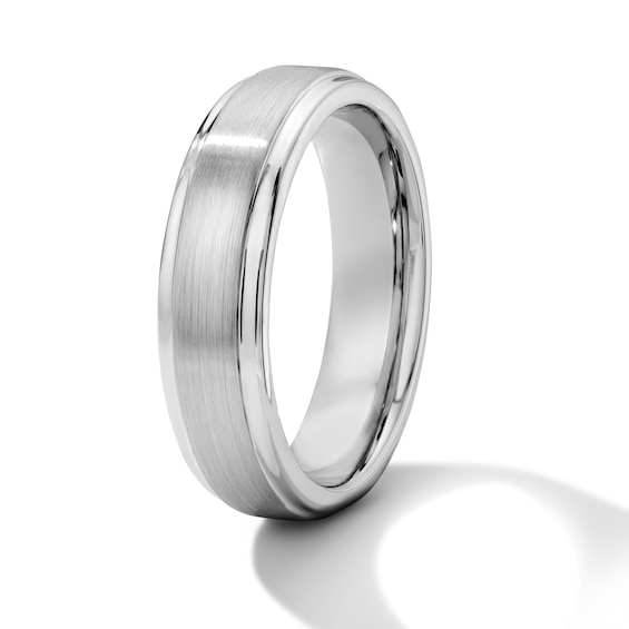 6.0mm Satin Finish Stepped Wedding Band in Tungsten