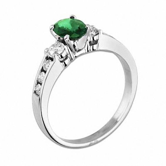 Your Stone Your Story™ Oval Emerald and 3/8 CT. T.w. Diamond Ring in 14K White Gold