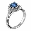 Thumbnail Image 1 of Blue Sapphire and 1/3 CT. T.W. Diamond Frame Engagement Ring in 14K White Gold