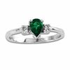 Thumbnail Image 0 of Pear-Shaped Emerald and Diamond Accent Engagement Ring in 14K White Gold